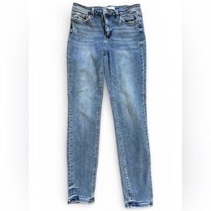 Flying Monkey Skinny Jeans Women’s 29 Cropped Medium Wash Stretch Denim Raw Hem